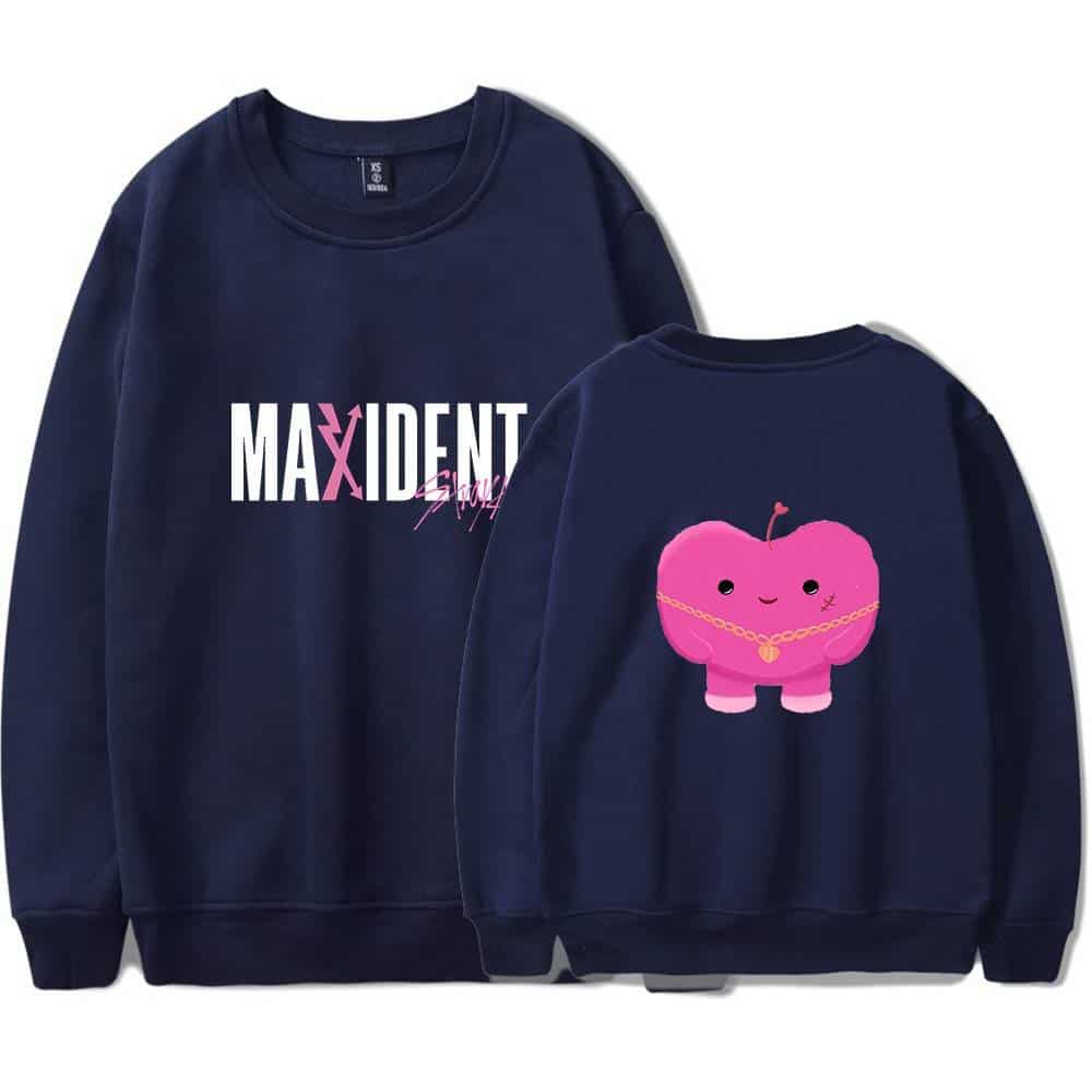 Max idol sweatshirt with pink character and chain design.