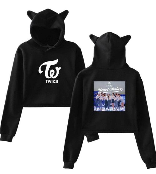 Twice Heart Shaker Cropped Hoodie #3