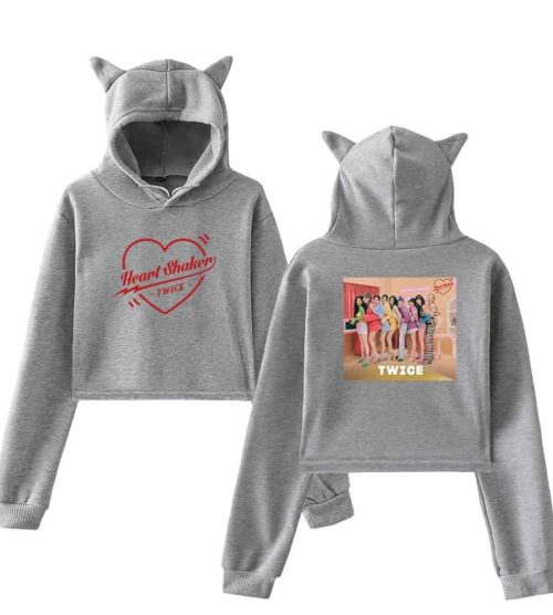 Twice Heart Shaker Cropped Hoodie #2