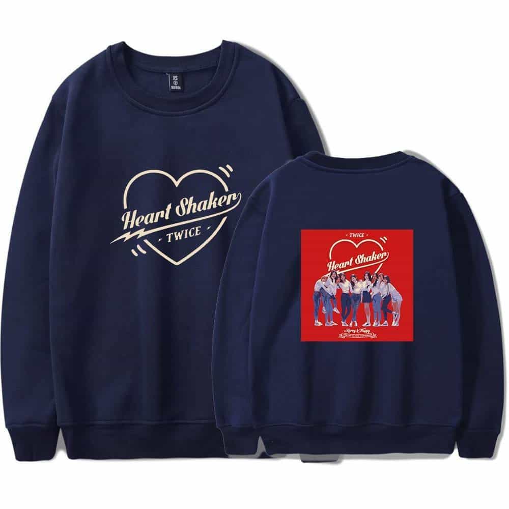Heart Shaker TWICE K-pop merch sweatshirt with album artwork design.