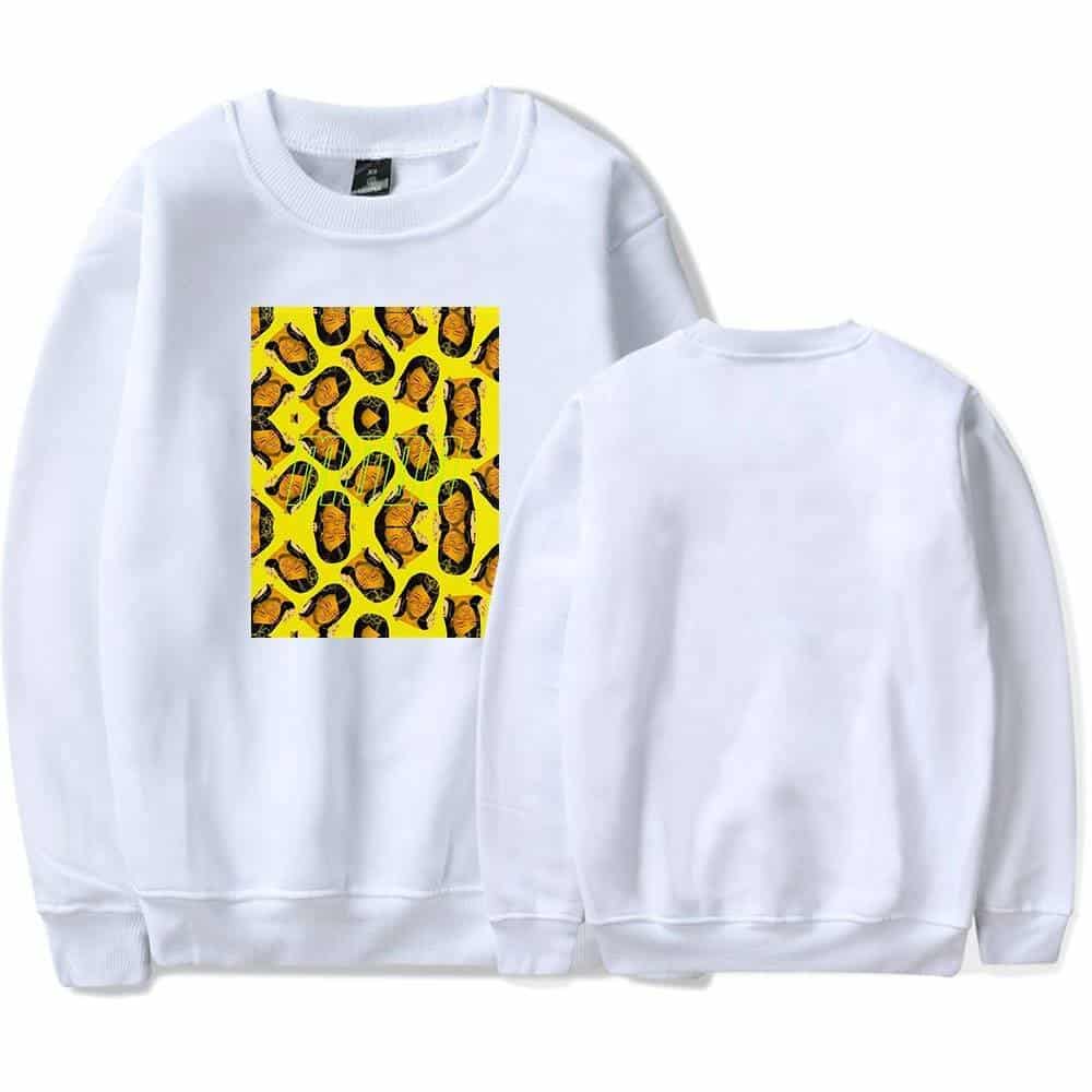 Colorful tiger face graphic sweatshirt for K-pop fans, featuring vibrant print and comfortable fit, perfect for showcasing your love for K-pop merchandise.